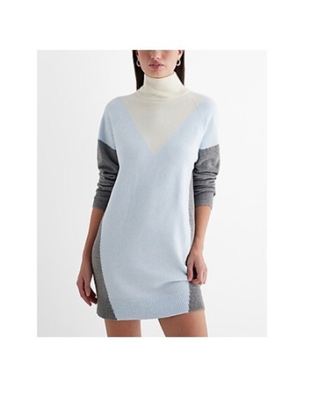 Express Blue, Cream, & Gray Sweater Dress